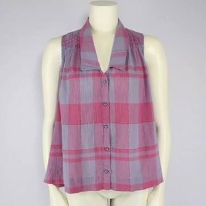 Anthro purple plaid shirt